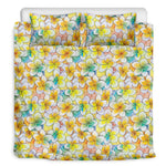 Colorful Frangipani Pattern Print Duvet Cover Bedding Set