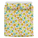 Colorful Frangipani Pattern Print Duvet Cover Bedding Set