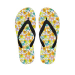 Colorful Frangipani Pattern Print Flip Flops