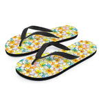 Colorful Frangipani Pattern Print Flip Flops