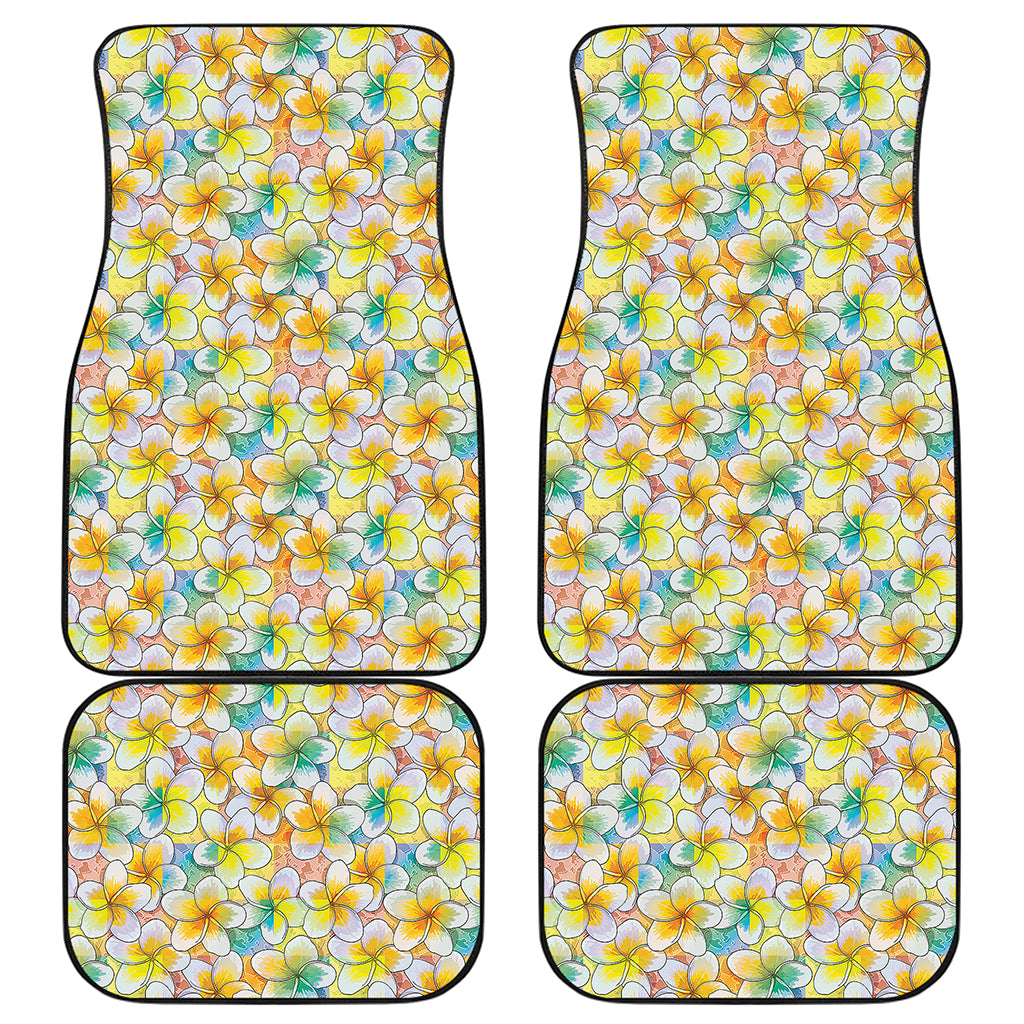 Colorful Frangipani Pattern Print Front and Back Car Floor Mats