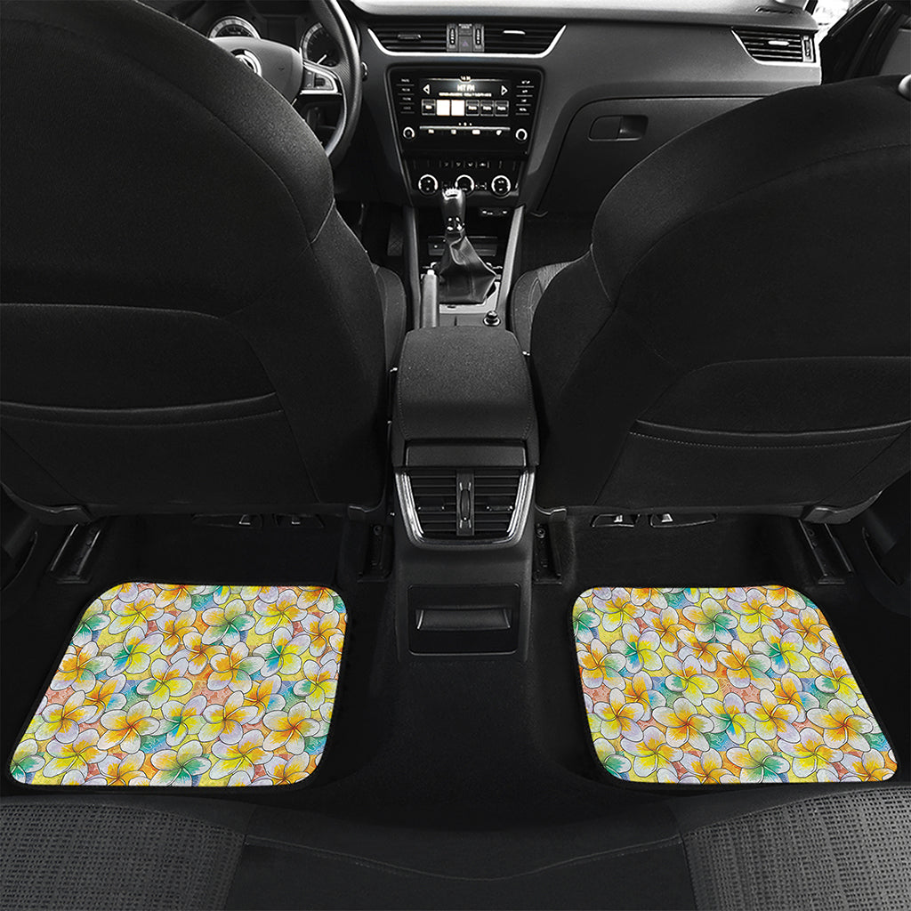 Colorful Frangipani Pattern Print Front and Back Car Floor Mats