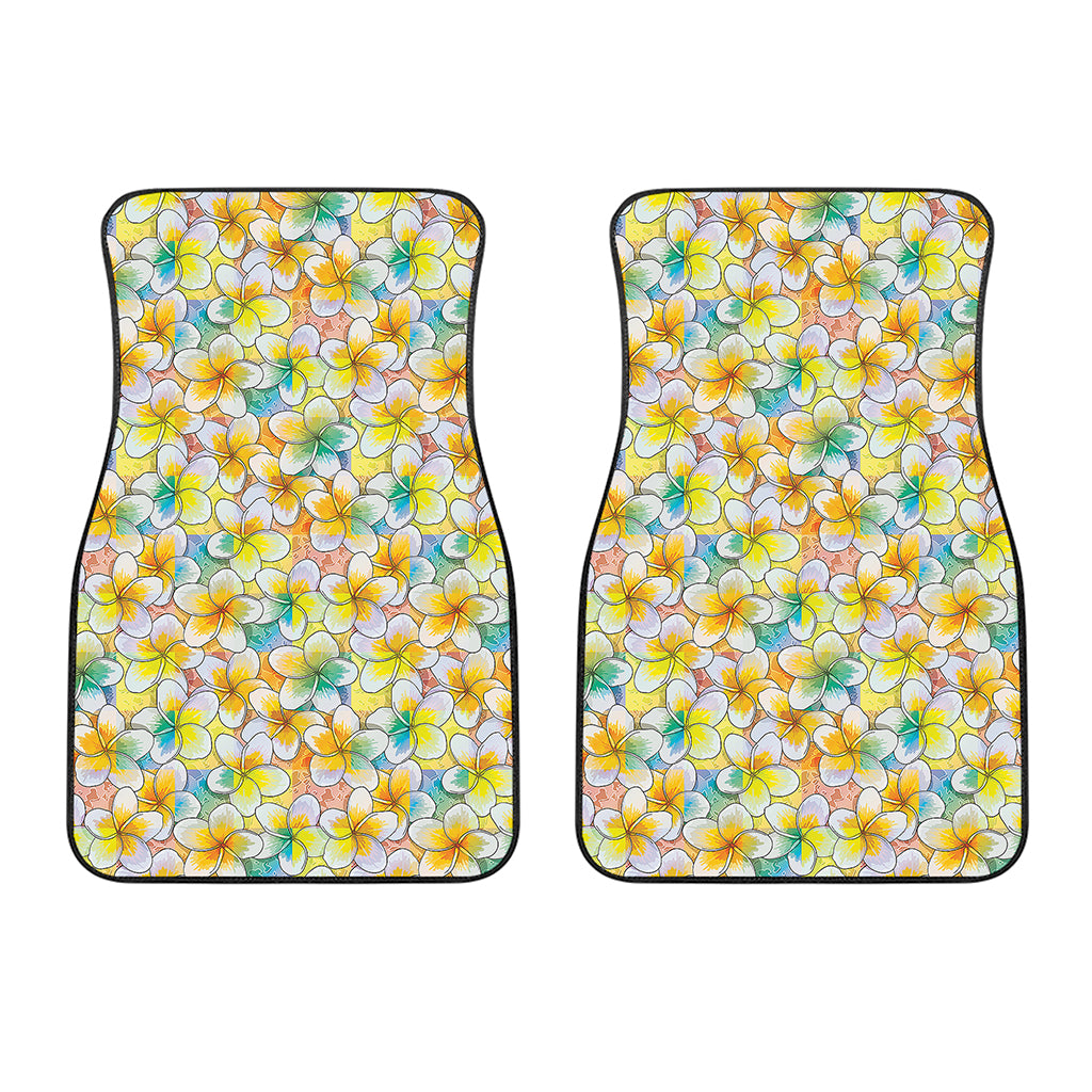 Colorful Frangipani Pattern Print Front Car Floor Mats