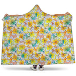 Colorful Frangipani Pattern Print Hooded Blanket
