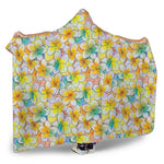 Colorful Frangipani Pattern Print Hooded Blanket