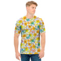 Colorful Frangipani Pattern Print Men's T-Shirt