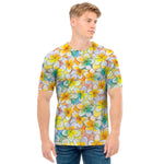 Colorful Frangipani Pattern Print Men's T-Shirt