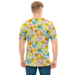 Colorful Frangipani Pattern Print Men's T-Shirt