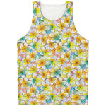 Colorful Frangipani Pattern Print Men's Tank Top