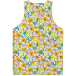 Colorful Frangipani Pattern Print Men's Tank Top
