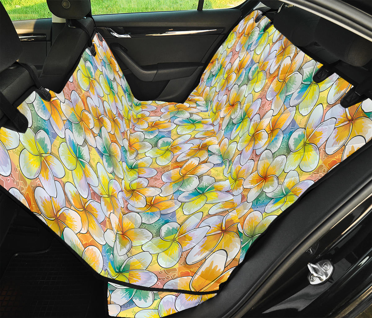 Colorful Frangipani Pattern Print Pet Car Back Seat Cover