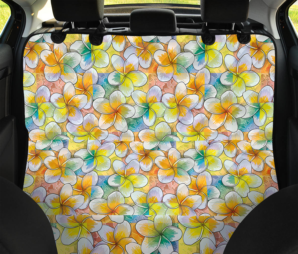 Colorful Frangipani Pattern Print Pet Car Back Seat Cover
