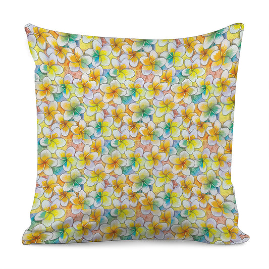 Colorful Frangipani Pattern Print Pillow Cover