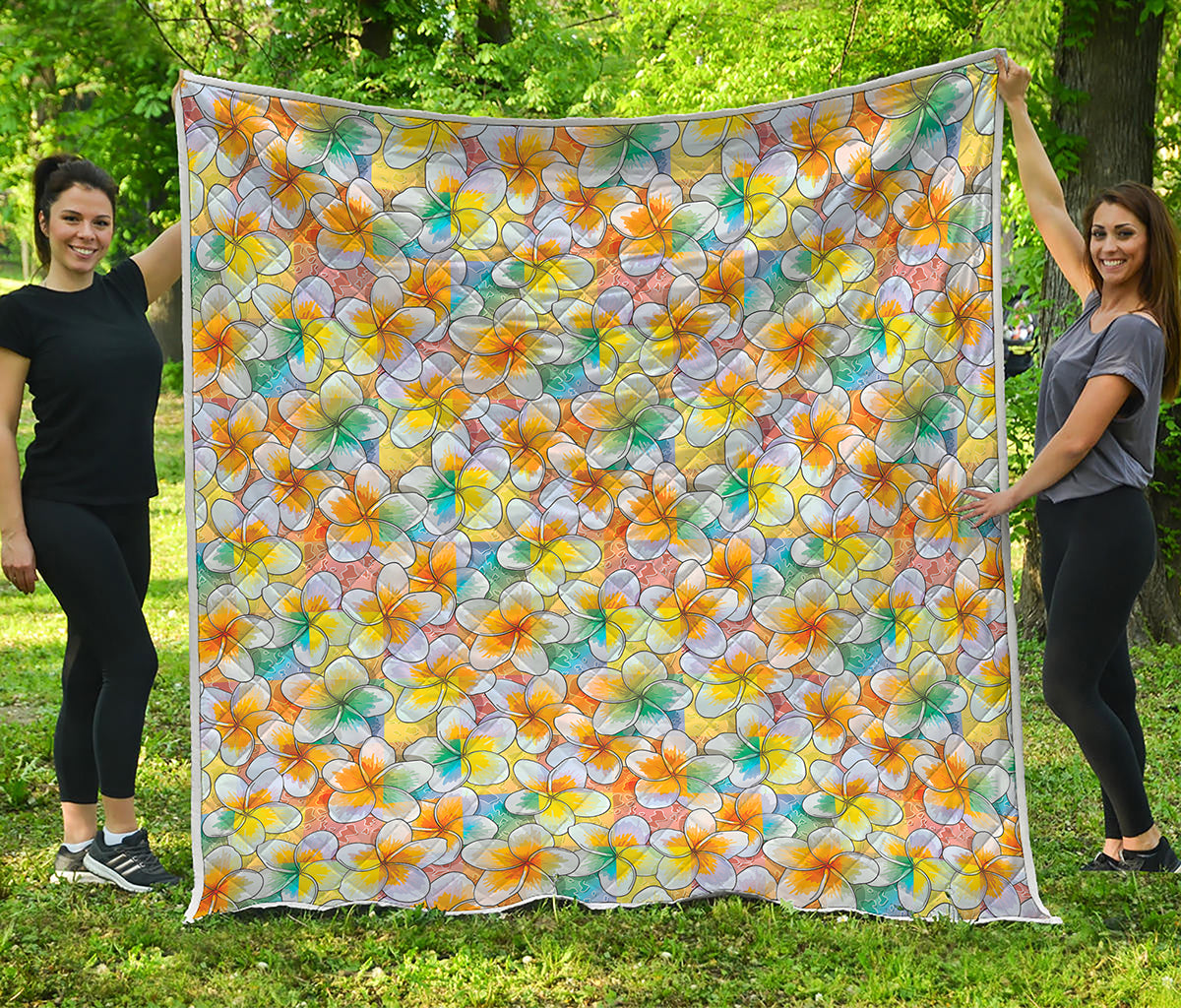 Colorful Frangipani Pattern Print Quilt