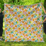 Colorful Frangipani Pattern Print Quilt