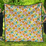 Colorful Frangipani Pattern Print Quilt