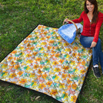 Colorful Frangipani Pattern Print Quilt