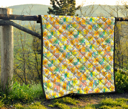 Colorful Frangipani Pattern Print Quilt