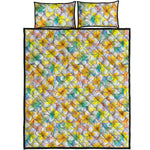 Colorful Frangipani Pattern Print Quilt Bed Set