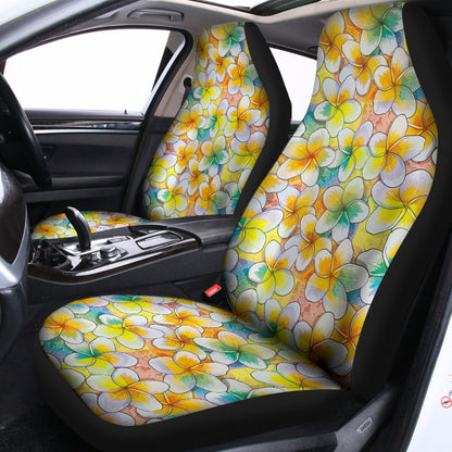 Colorful Frangipani Pattern Print Universal Fit Car Seat Covers
