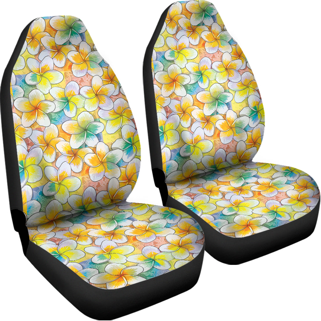Colorful Frangipani Pattern Print Universal Fit Car Seat Covers