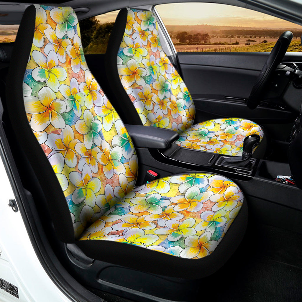 Colorful Frangipani Pattern Print Universal Fit Car Seat Covers