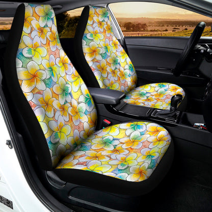 Colorful Frangipani Pattern Print Universal Fit Car Seat Covers
