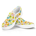 Colorful Frangipani Pattern Print White Slip On Sneakers