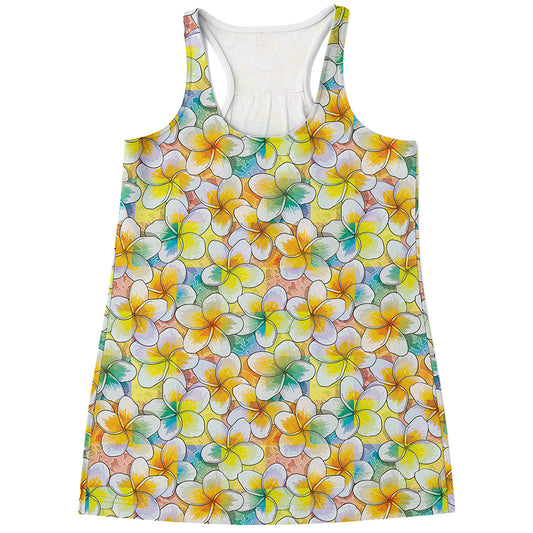 Colorful Frangipani Pattern Print Women's Racerback Tank Top