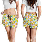 Colorful Frangipani Pattern Print Women's Shorts