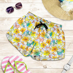 Colorful Frangipani Pattern Print Women's Shorts