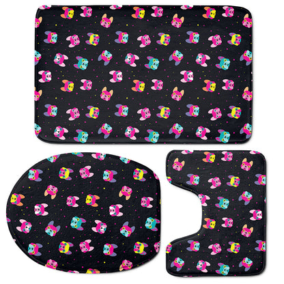 Colorful French Bulldog Print 3 Piece Bath Mat Set