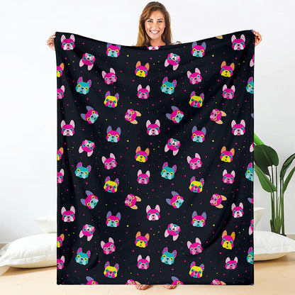 Colorful French Bulldog Print Blanket