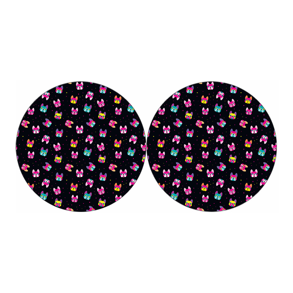 Colorful French Bulldog Print Car Coasters