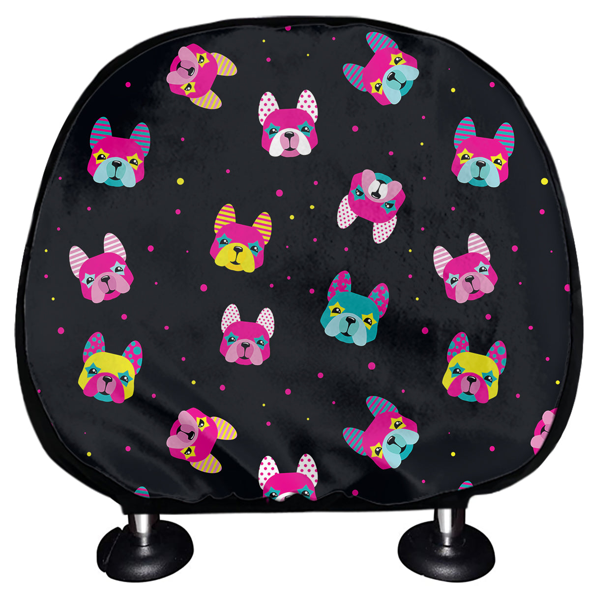 Colorful French Bulldog Print Car Headrest Covers