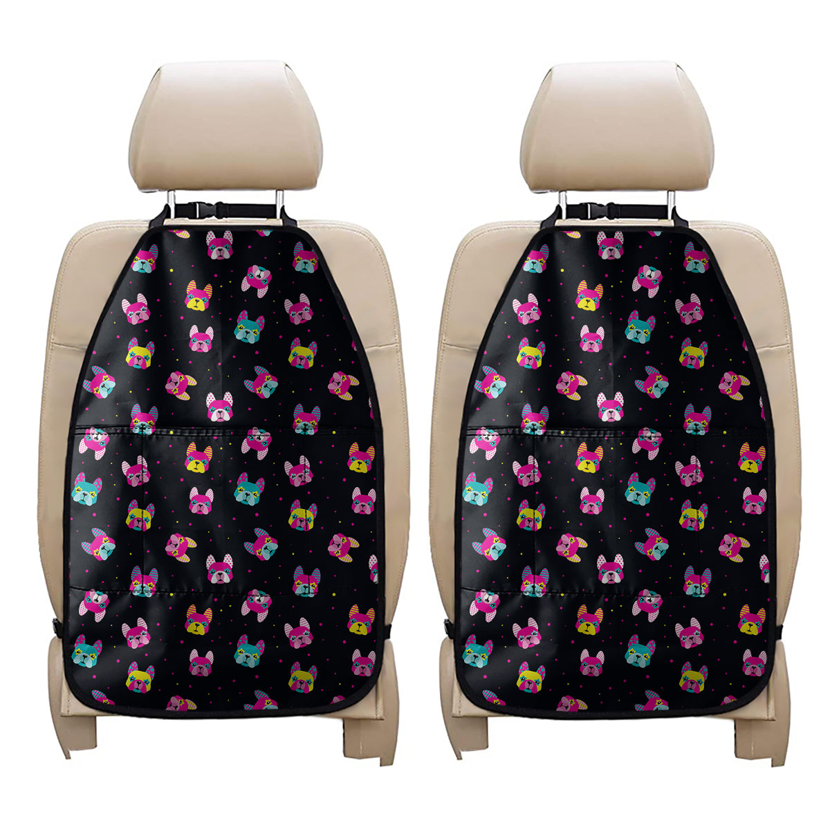 Colorful French Bulldog Print Car Seat Organizers