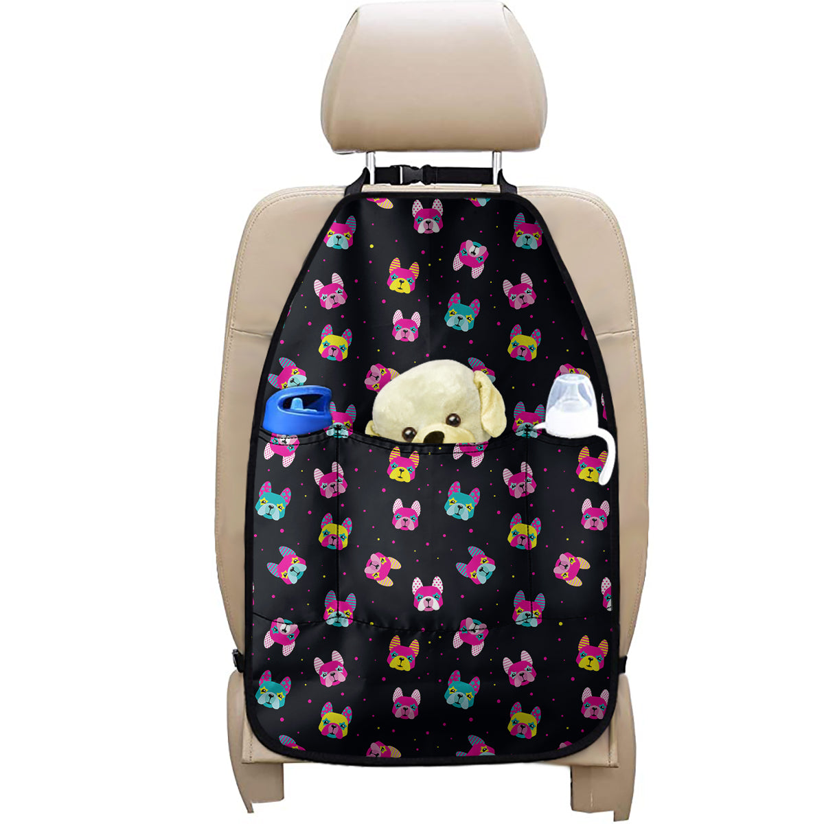 Colorful French Bulldog Print Car Seat Organizers