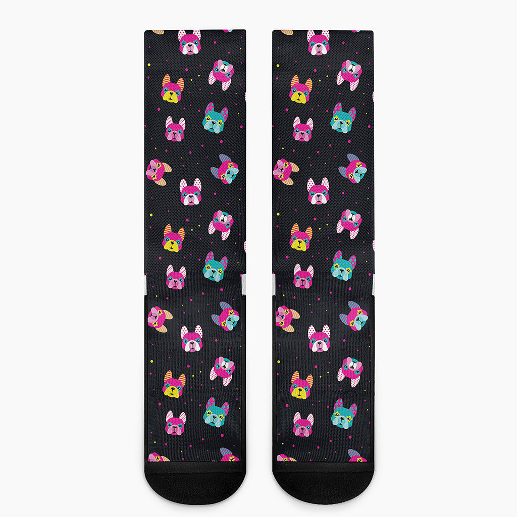Colorful French Bulldog Print Crew Socks