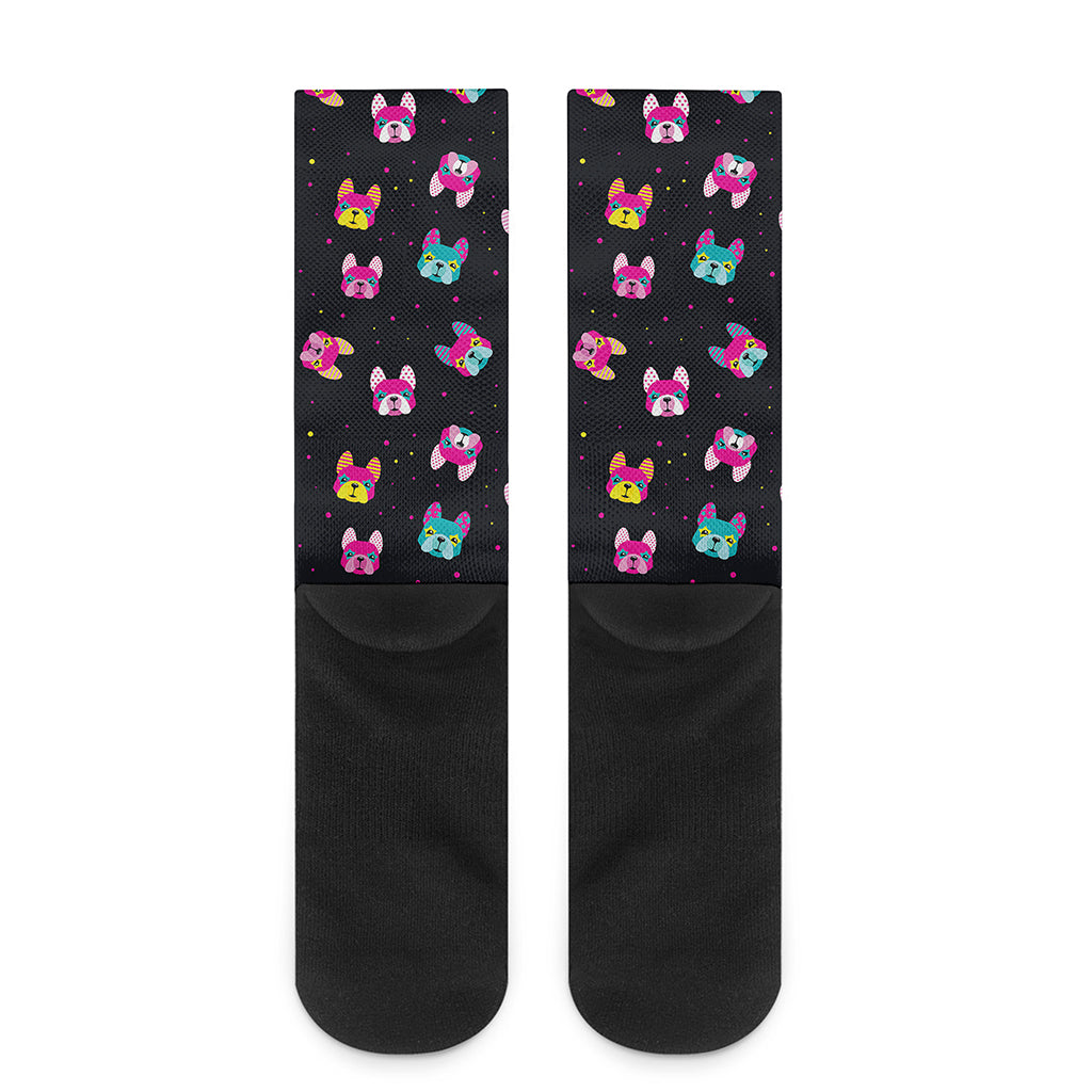 Colorful French Bulldog Print Crew Socks