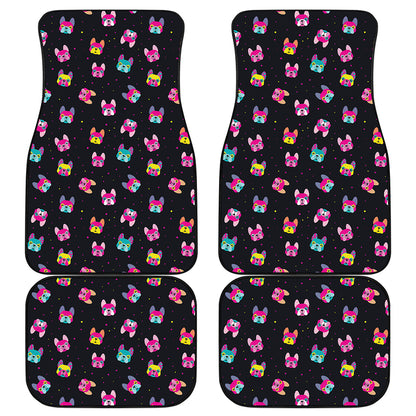 Colorful French Bulldog Print Front and Back Car Floor Mats