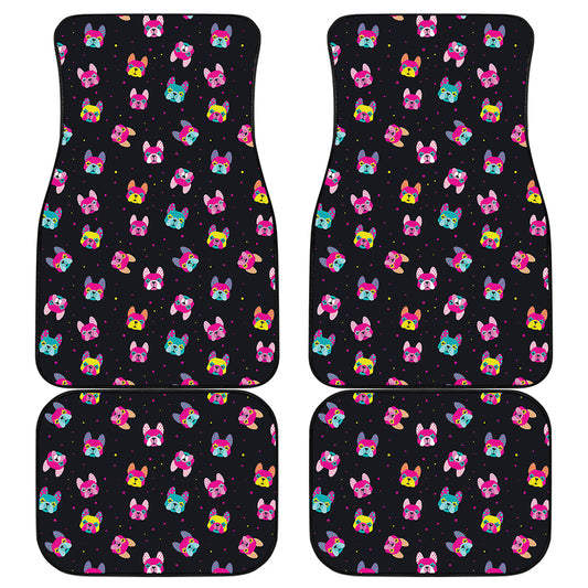 Colorful French Bulldog Print Front and Back Car Floor Mats