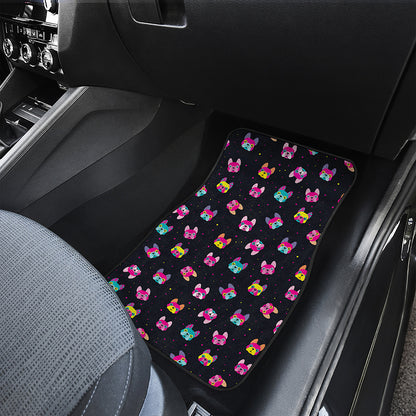 Colorful French Bulldog Print Front and Back Car Floor Mats