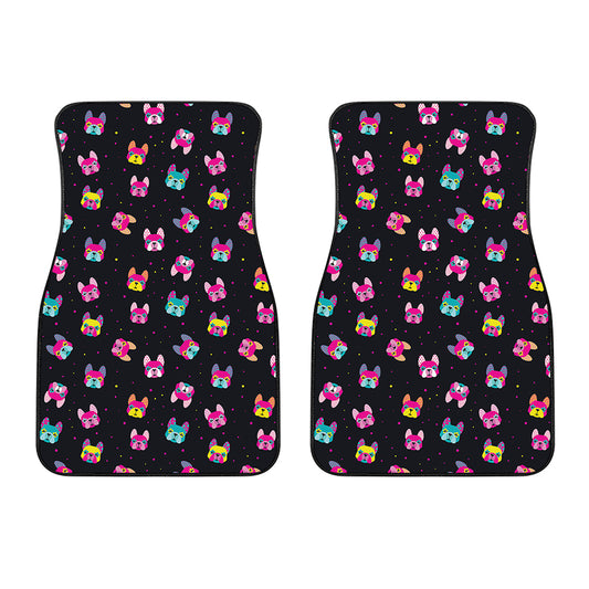 Colorful French Bulldog Print Front Car Floor Mats
