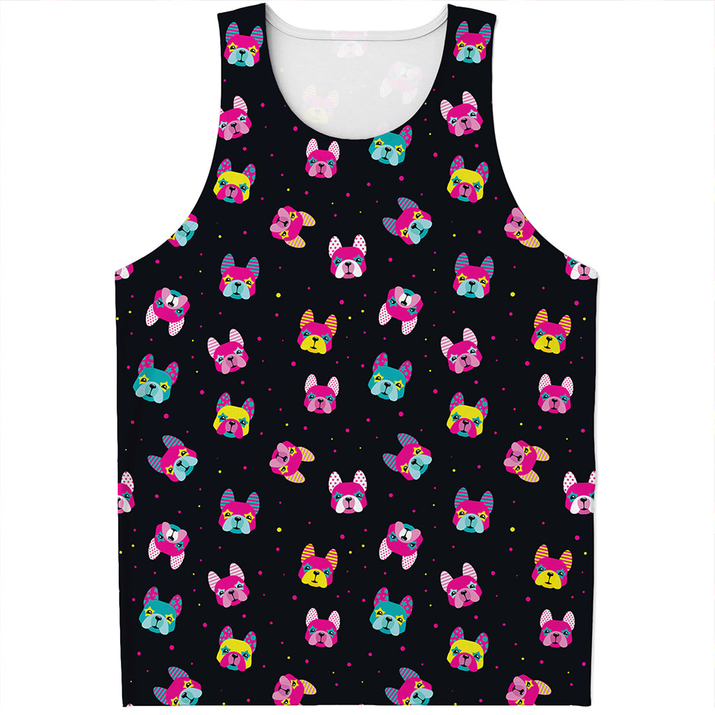 Colorful French Bulldog Print Men's Tank Top