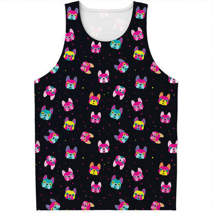 Colorful French Bulldog Print Men's Tank Top