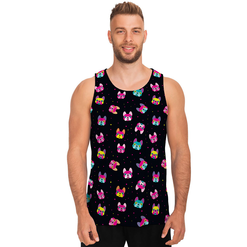 Colorful French Bulldog Print Men's Tank Top