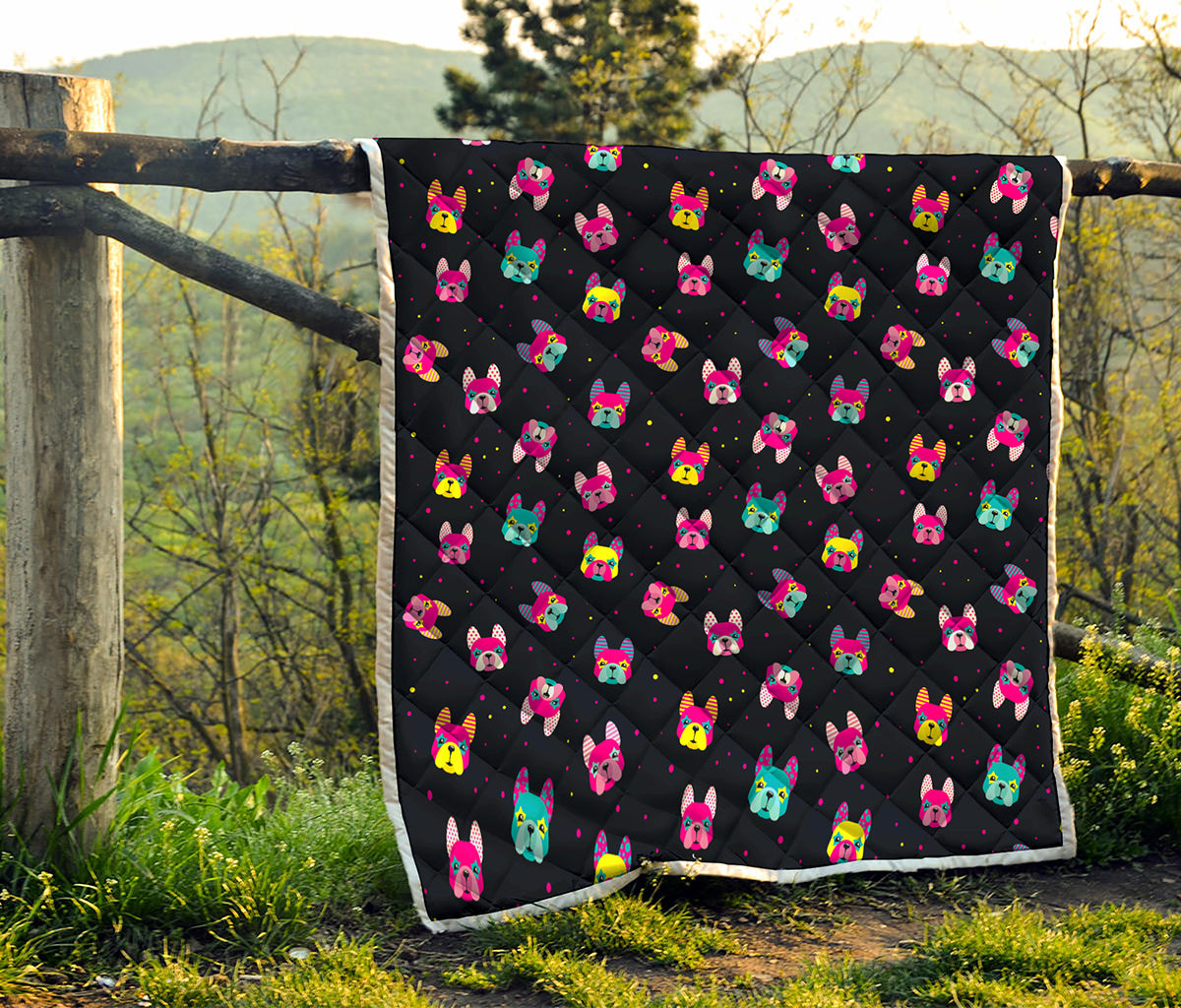 Colorful French Bulldog Print Quilt