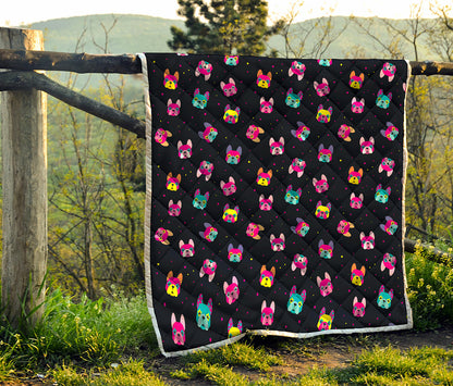 Colorful French Bulldog Print Quilt