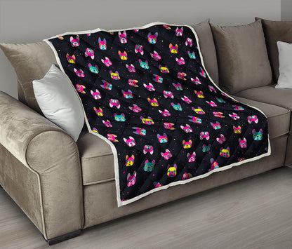 Colorful French Bulldog Print Quilt