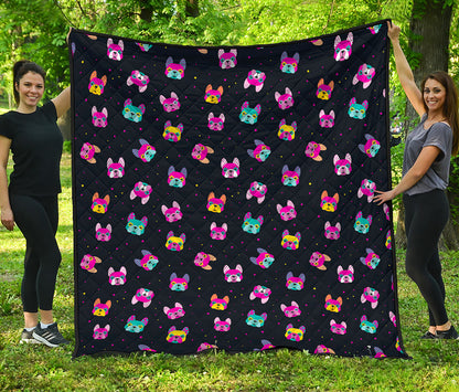 Colorful French Bulldog Print Quilt